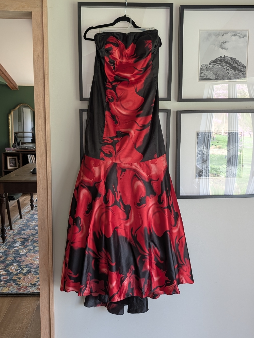 Tony B Strapless Red & Black Mermaid Prom Dress